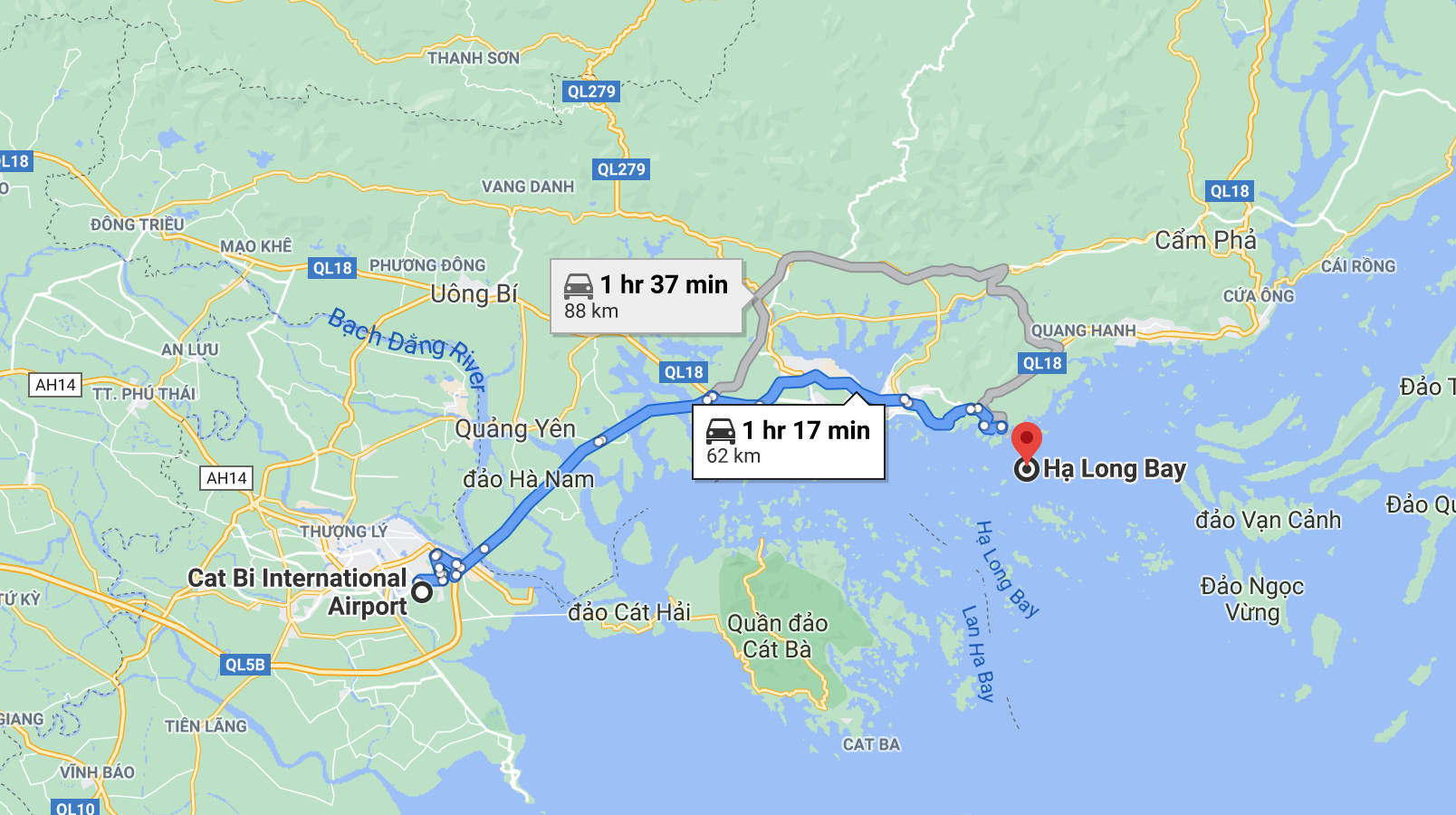 Hai Phong airport to Halong Bay