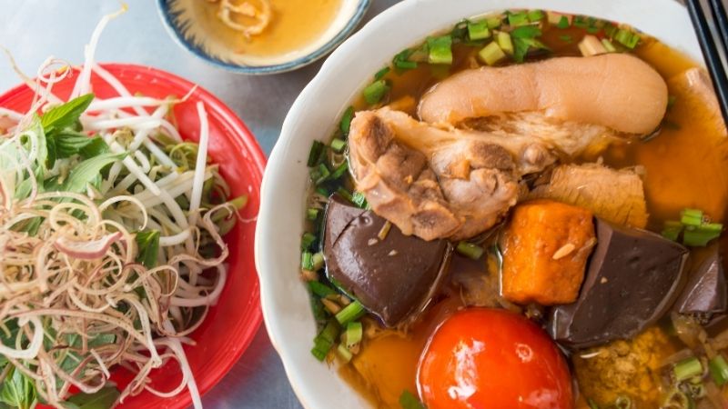 Bun rieu cua  for breakfast in Hanoi