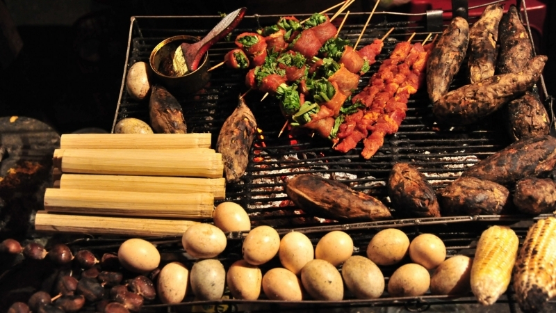 Enjoying Barbecue food in Sapa