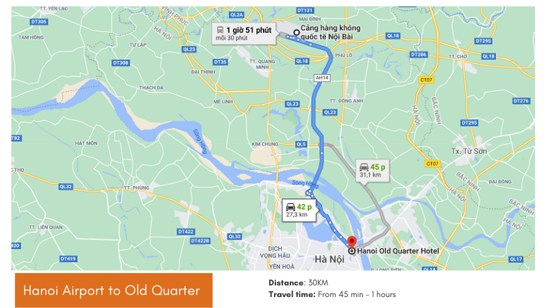 Hanoi Airport  to Old Quarter