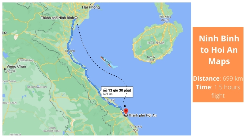 Hoi An to Ninh Binh distance
