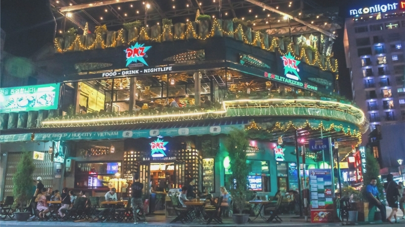 Nightlife party at bar until midnight