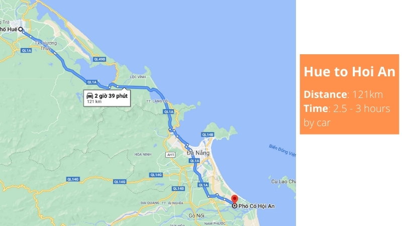 Hue to Hoi An maps