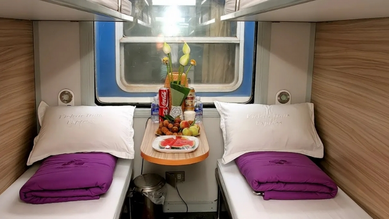 Soft bed on train from Da Nang to  Nha Trang
