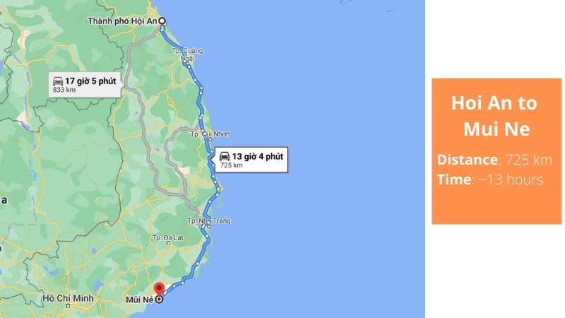Hoi An to Mui ne maps