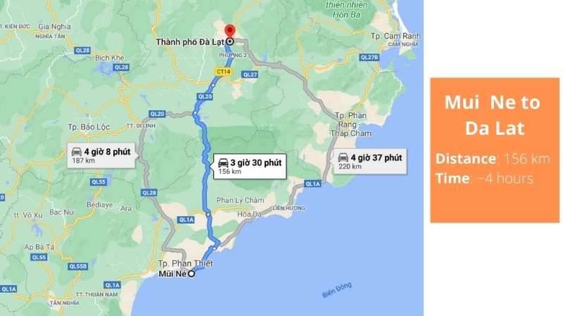 Da Lat to Mui Ne routes