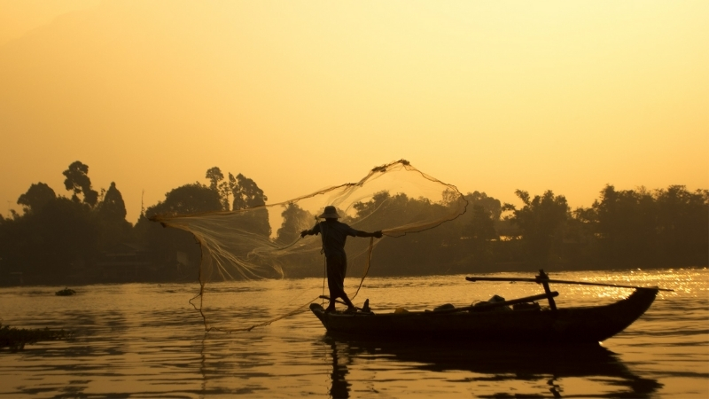 Fishing in tourist village