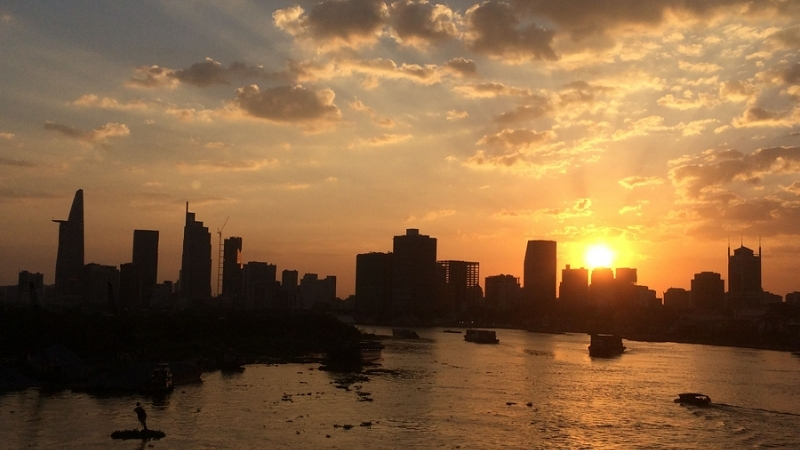 Sunset view from Thu Thien Bridge