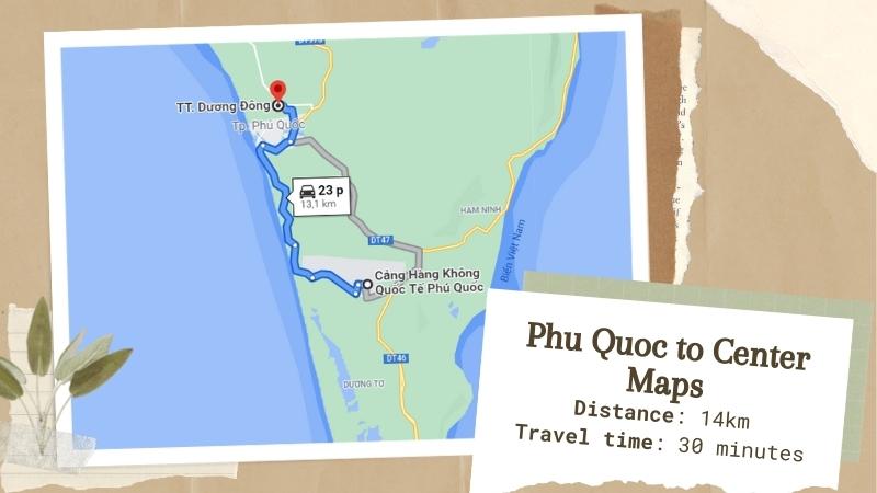 Distance from Phu Quoc airport to Center