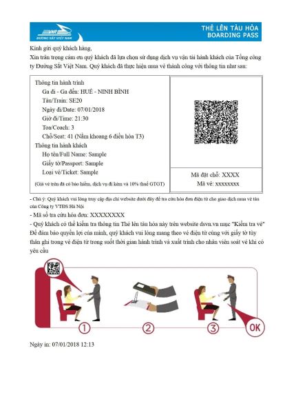 Vietnam train e-ticket