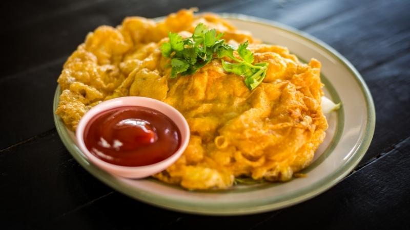 An Crab Omelette Dish At Nara Thai Cuisine Bangkok