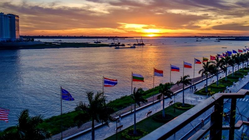 Sisowath Quay in Cambodia's capital 