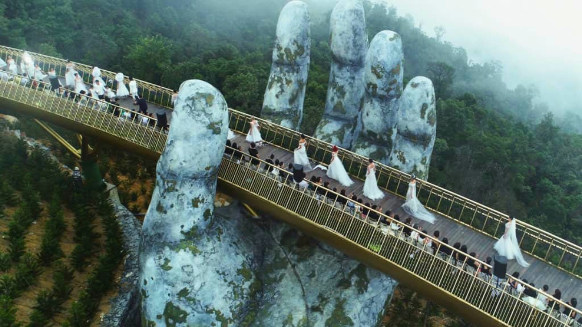 Fashion Show “A Walk To The Sky” on the Golden Bridge Da Nang, Vietnam