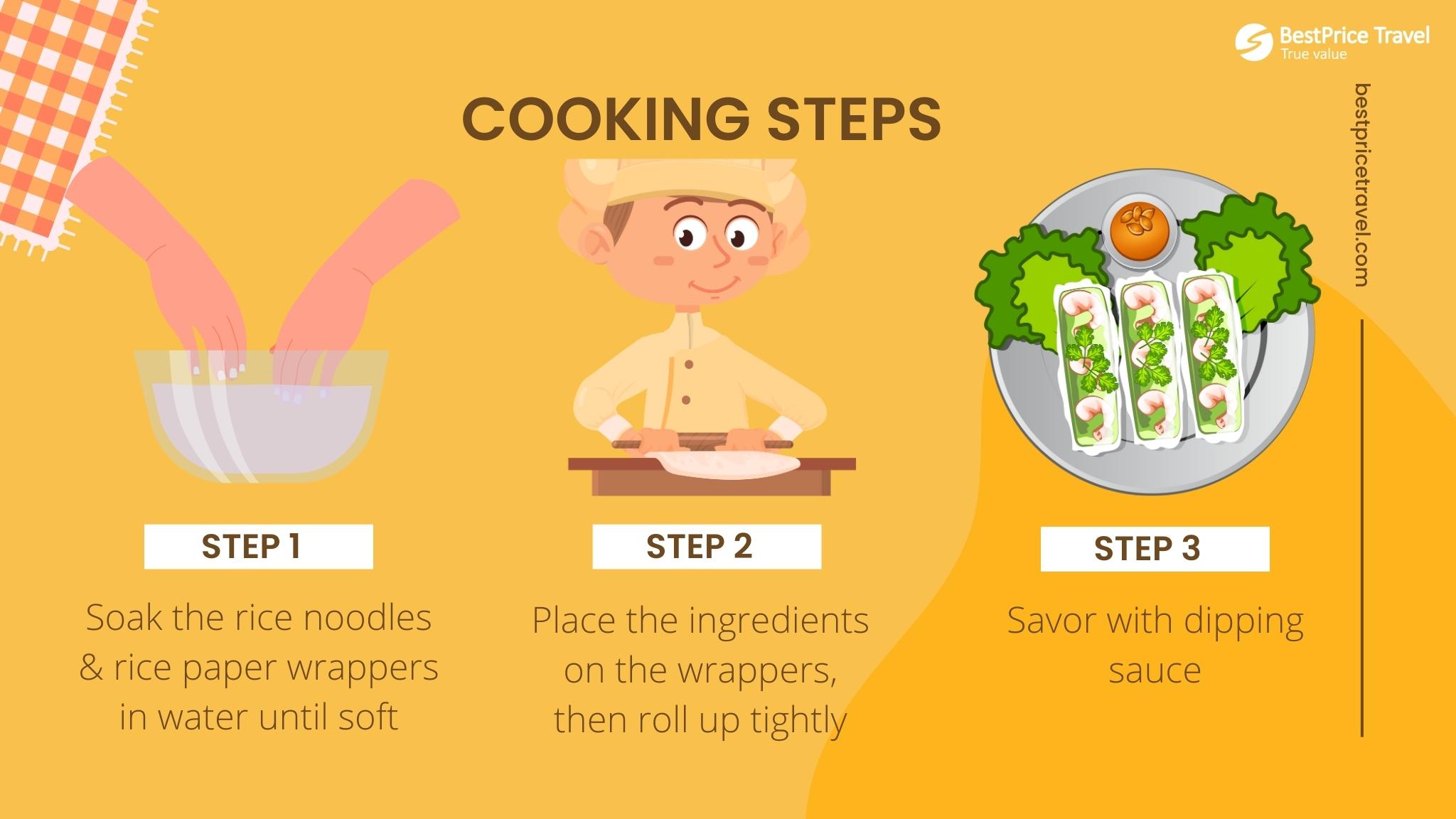 Fresh Spring Rolls Cooking Steps