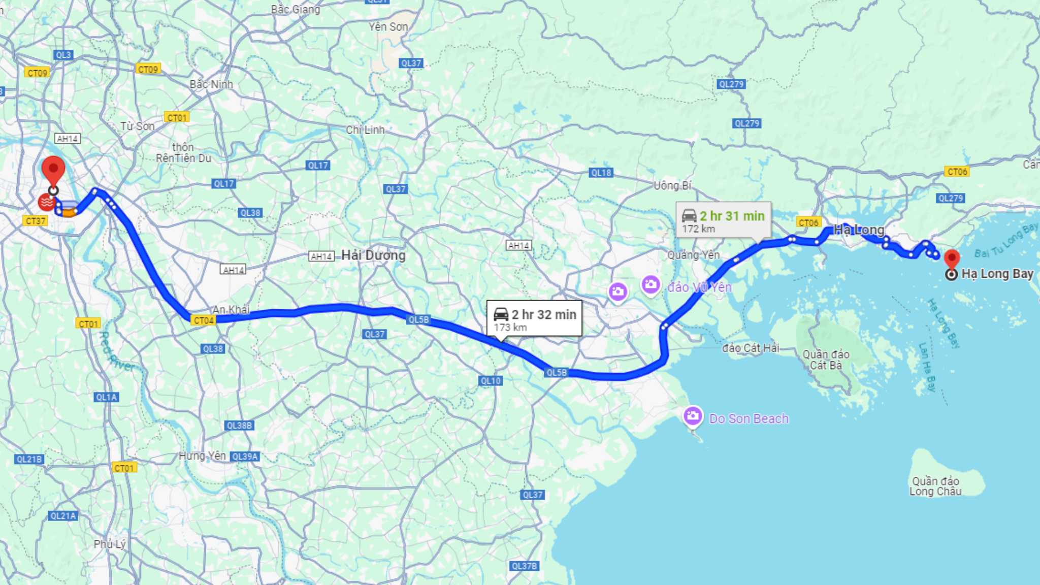 Hanoi to Halong Bay motorbike route