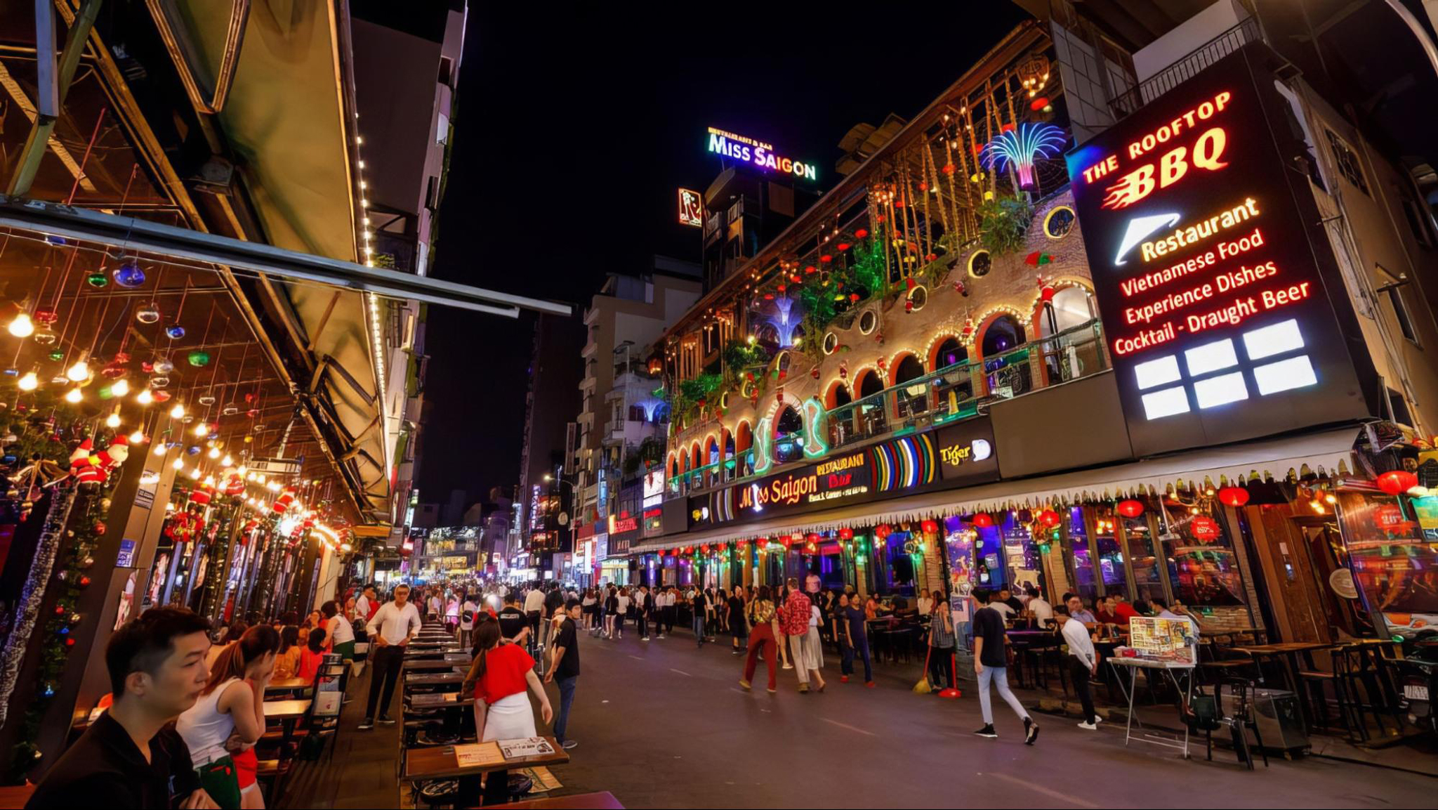Stroll through the vibrant atmosphere of Bui Vien Street