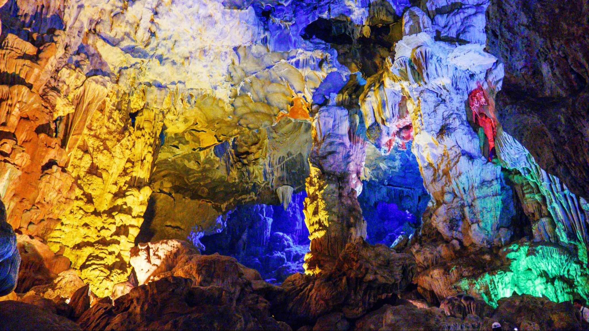 Marvel at the stunning rock formations of Sung Sot Cave