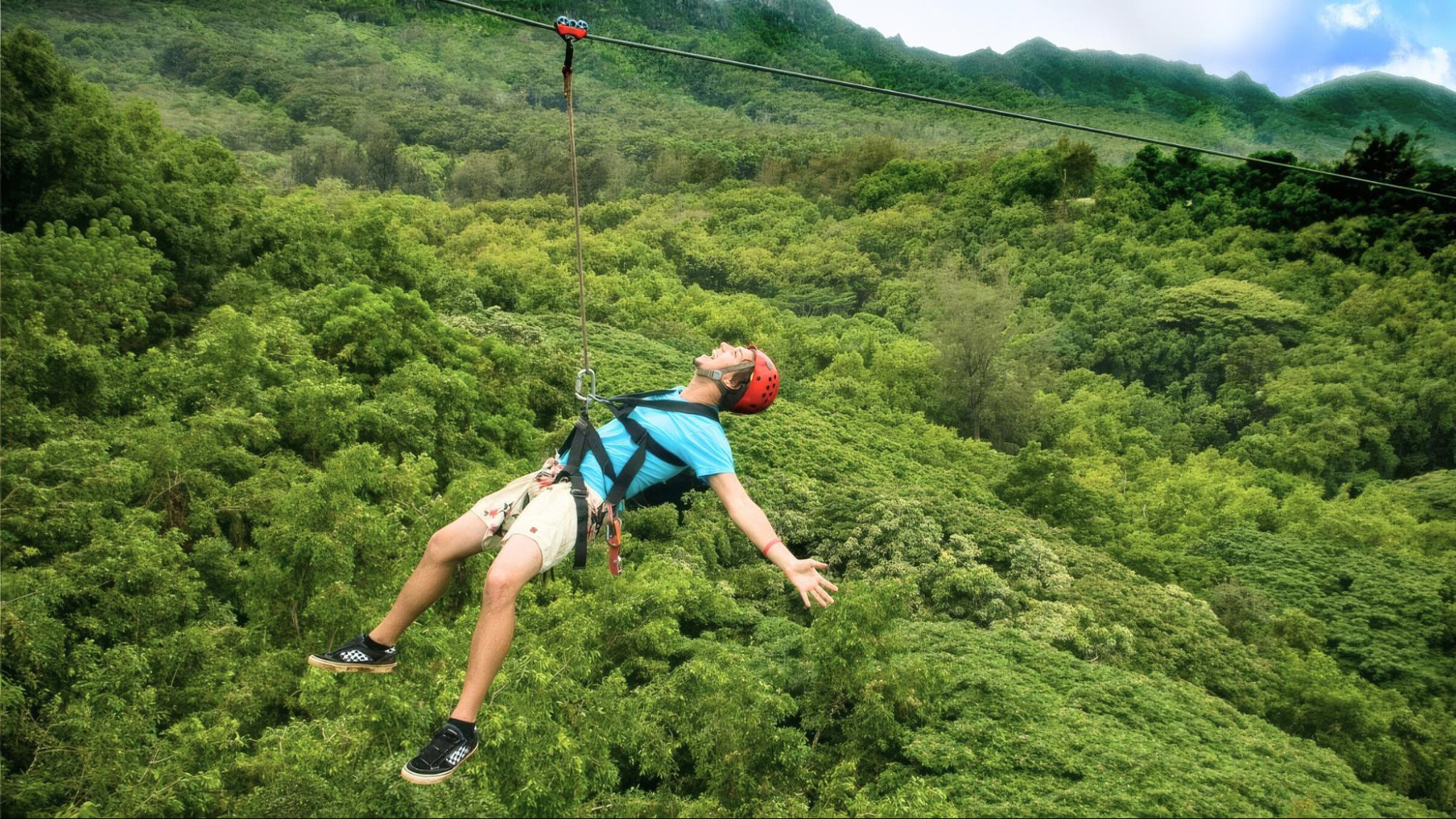 Experience the thrill of the Zipline and Highwire course in Hue