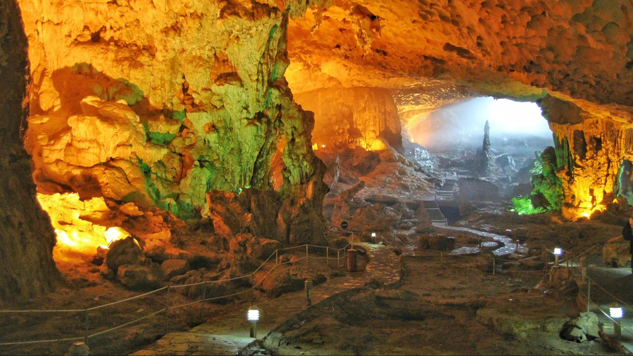 Sung Sot Cave is one of the biggest and most beautiful Halong Bay limestone caves