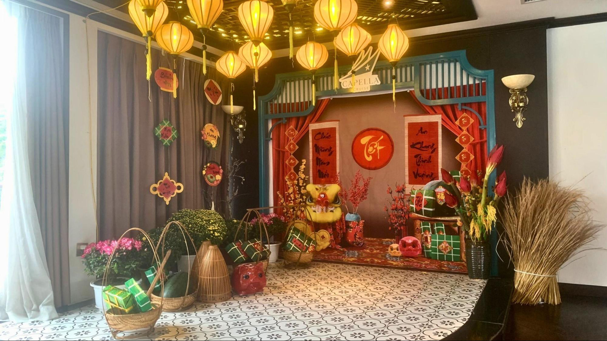 Impressive decoration for the Tet holiday on the Capella Cruise