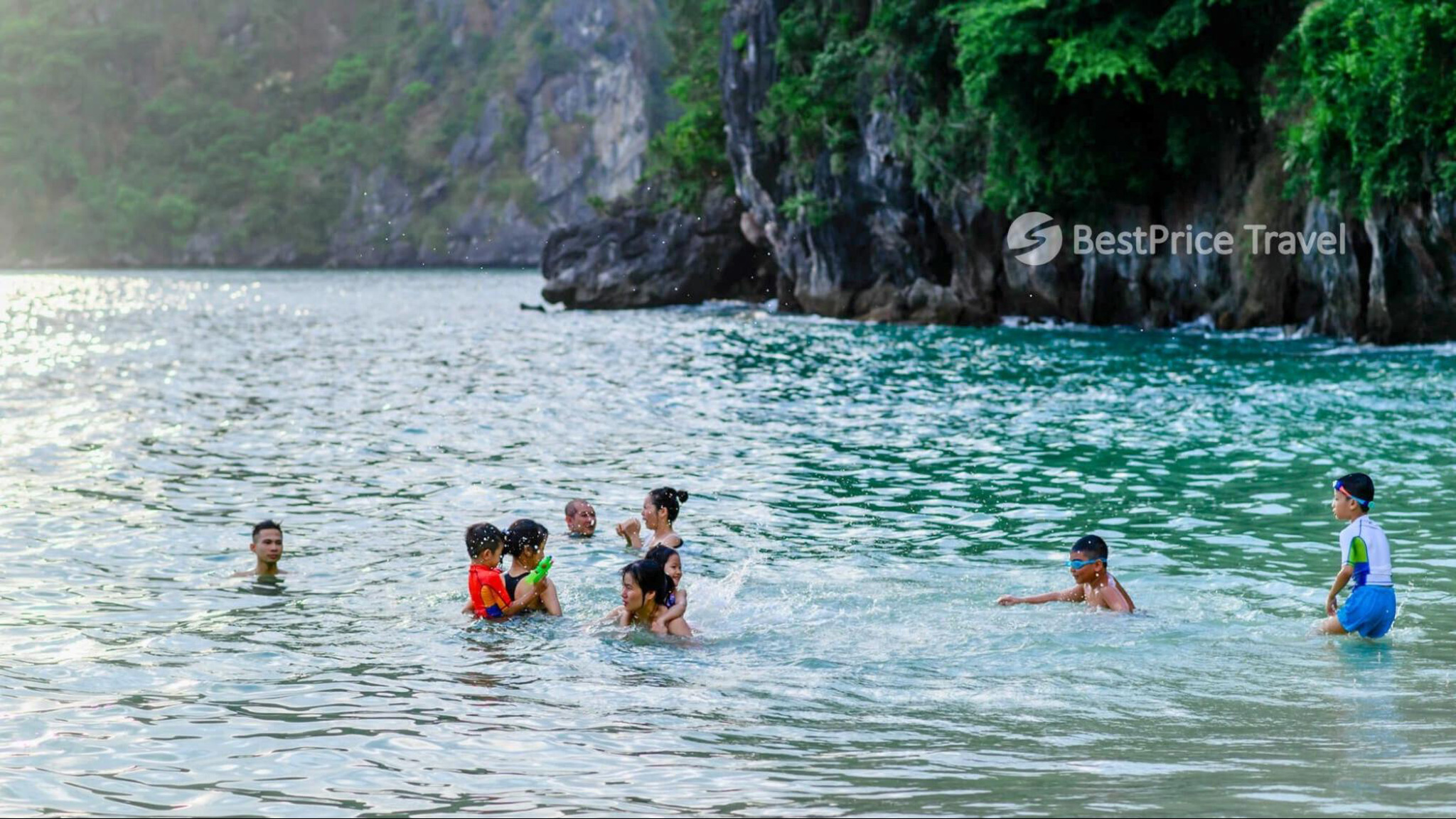 Immersed in the emerald waters of Halong Bay