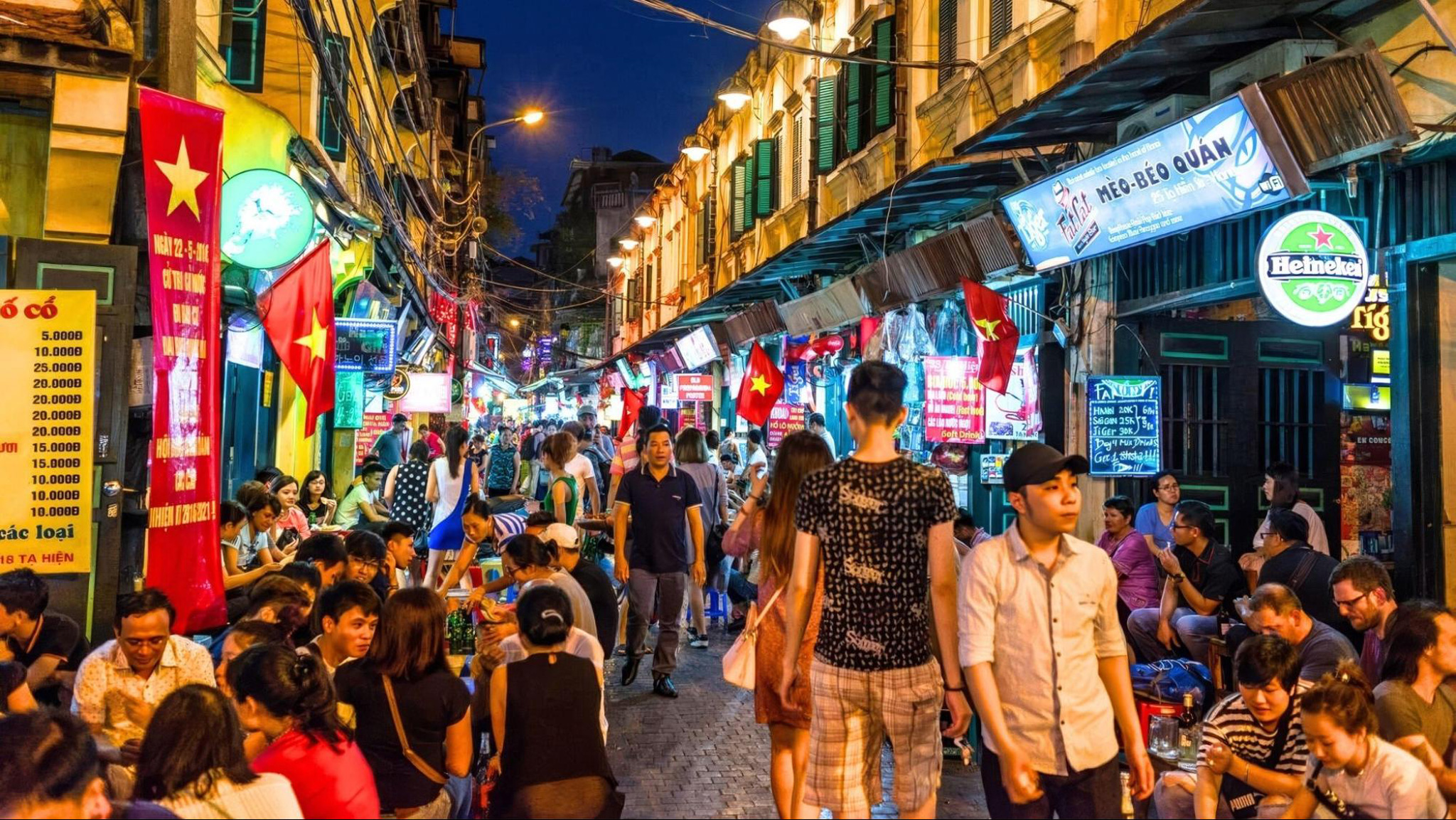 Ta Hien Street captures the essence of Hanoi's vibrant nightlife.