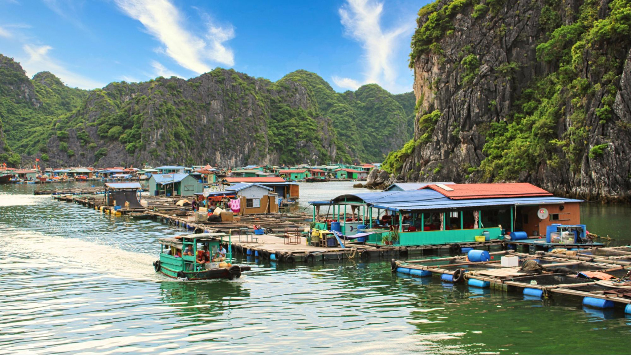 Experience the peaceful atmosphere of floating villages in Halong