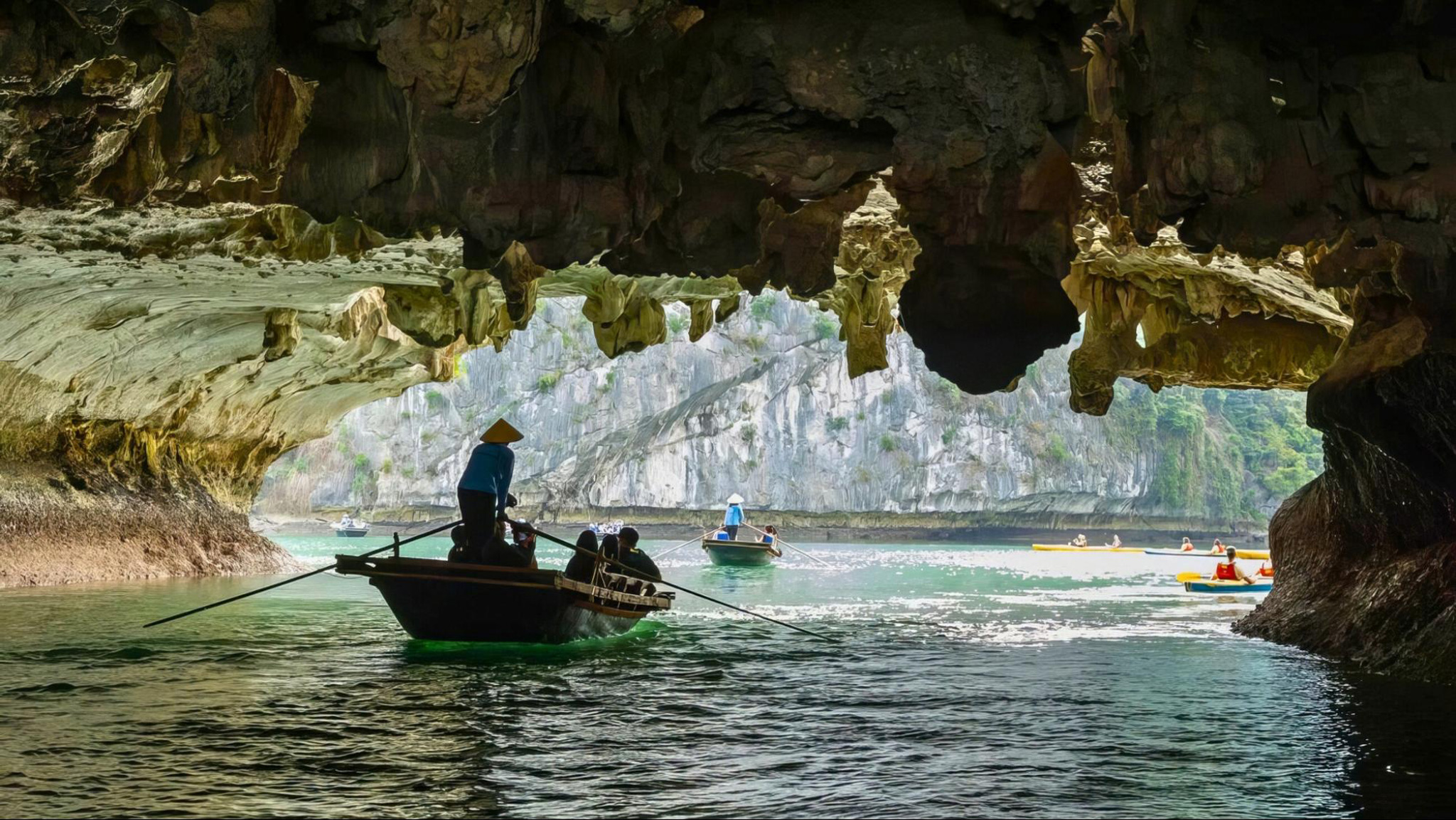 Kayak through the serene waters of Luon Cave