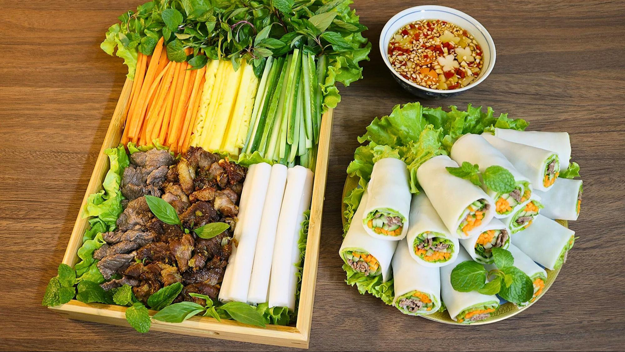 Pho Cuon combines soft rice noodles with flavorful beef and fresh greens