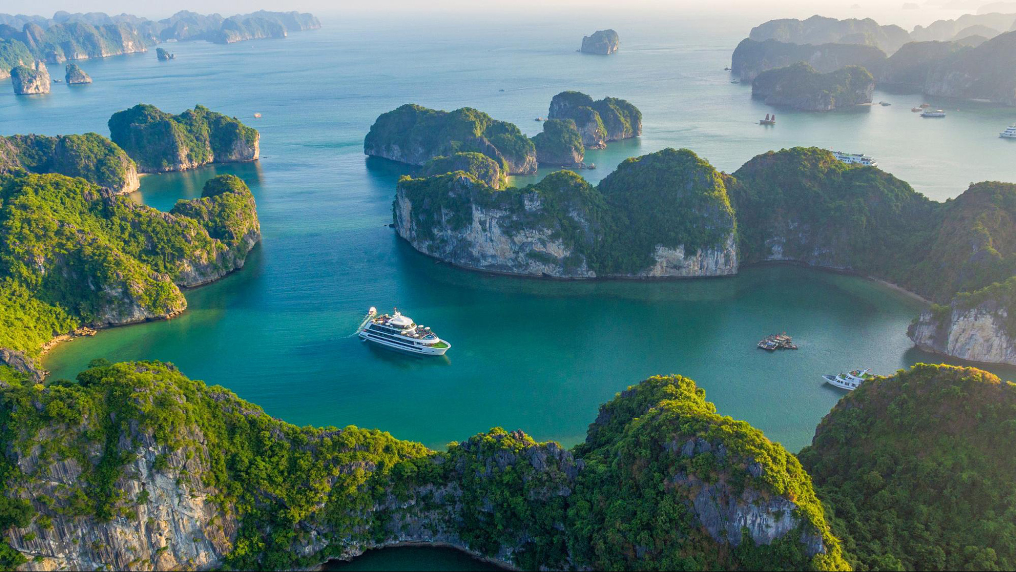 Stunning aerial view of Halong Bay