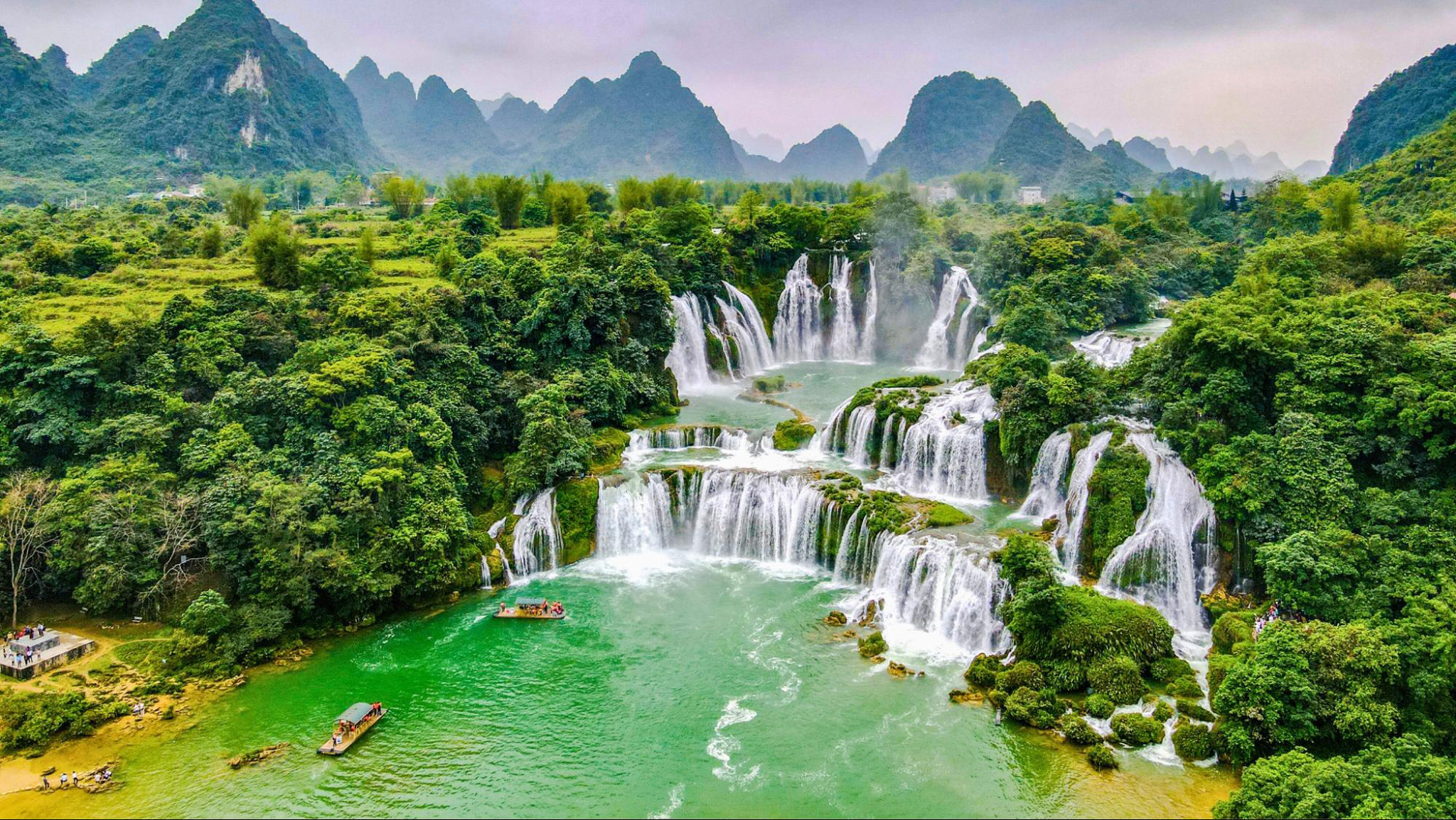 Admire the panoramic view of Ban Gioc Waterfall