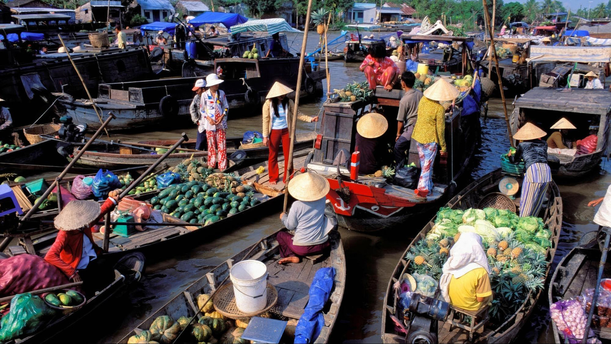 Witness the bustling sights of Cai Rang Floating Market