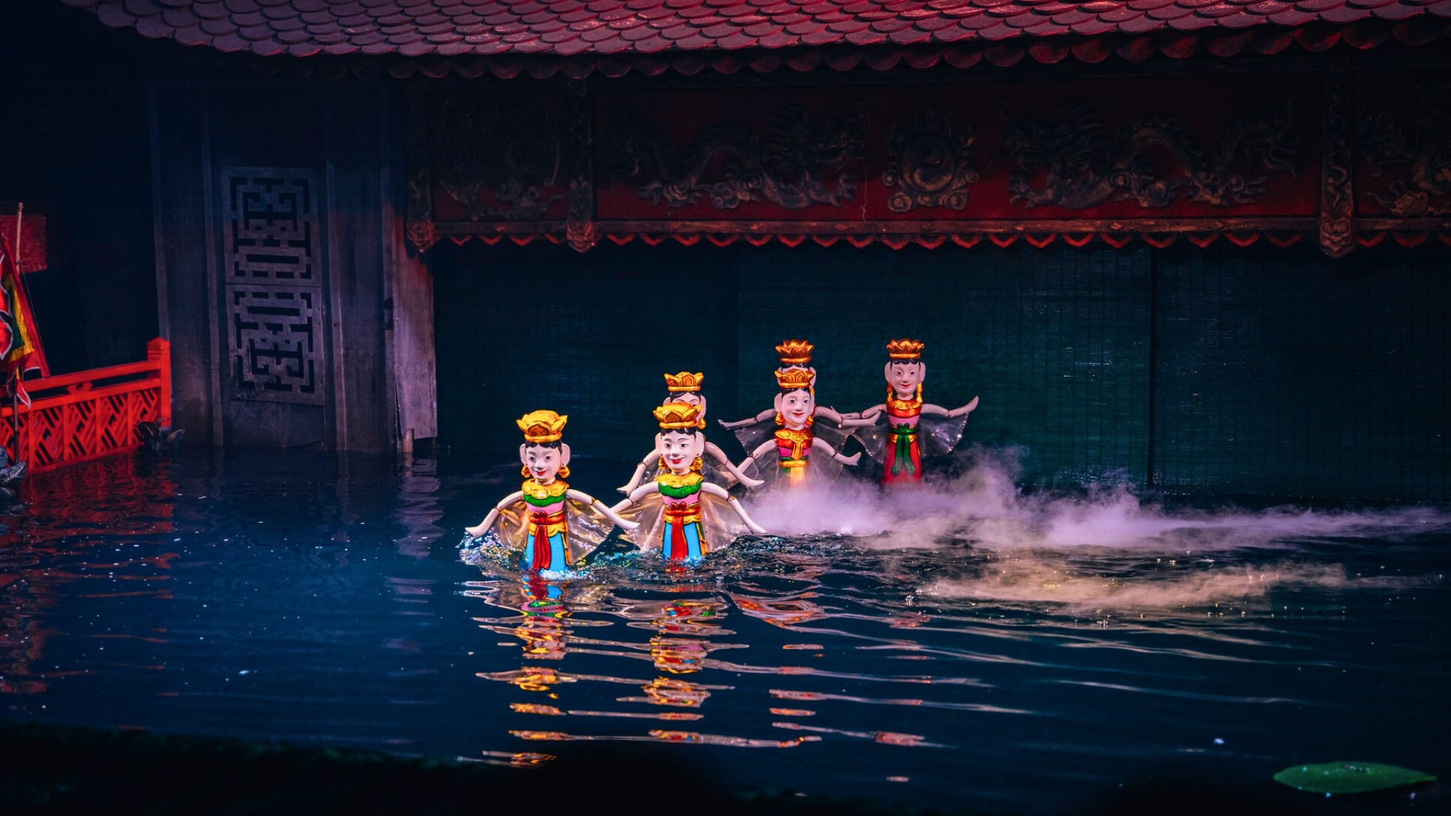 Watch a water puppet show