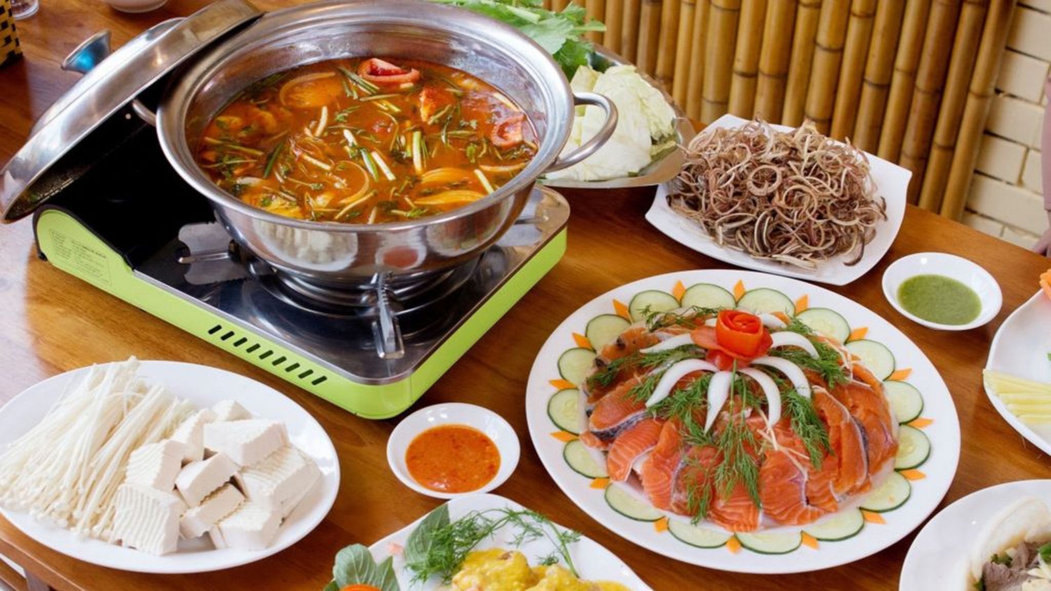 Sapa’s cool climate is ideal for salmon farming, making salmon hotpot a flavorful, herb-infused dish