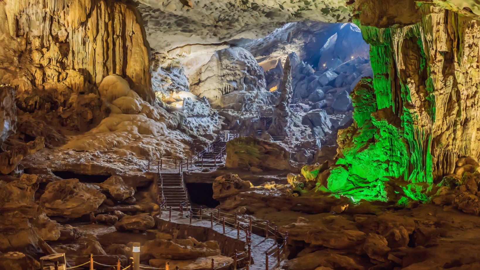 Sung Sot Cave is a peaceful winter stop, with fewer crowds and stunning stalactites overlooking the calm bay