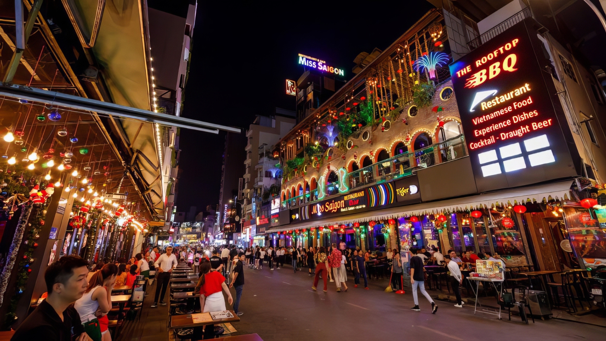 Vibrant Street Full Of Nightlife And Music At Bui Vien Street