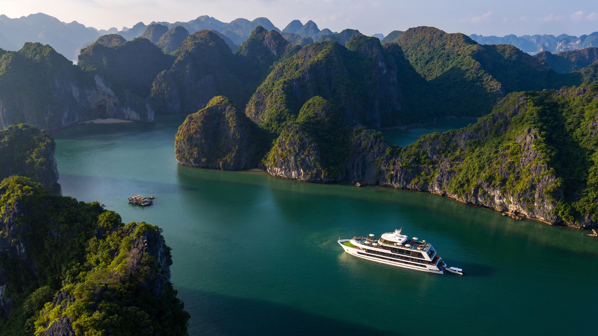 Panoramic View Of A Cruise In Halong Bay