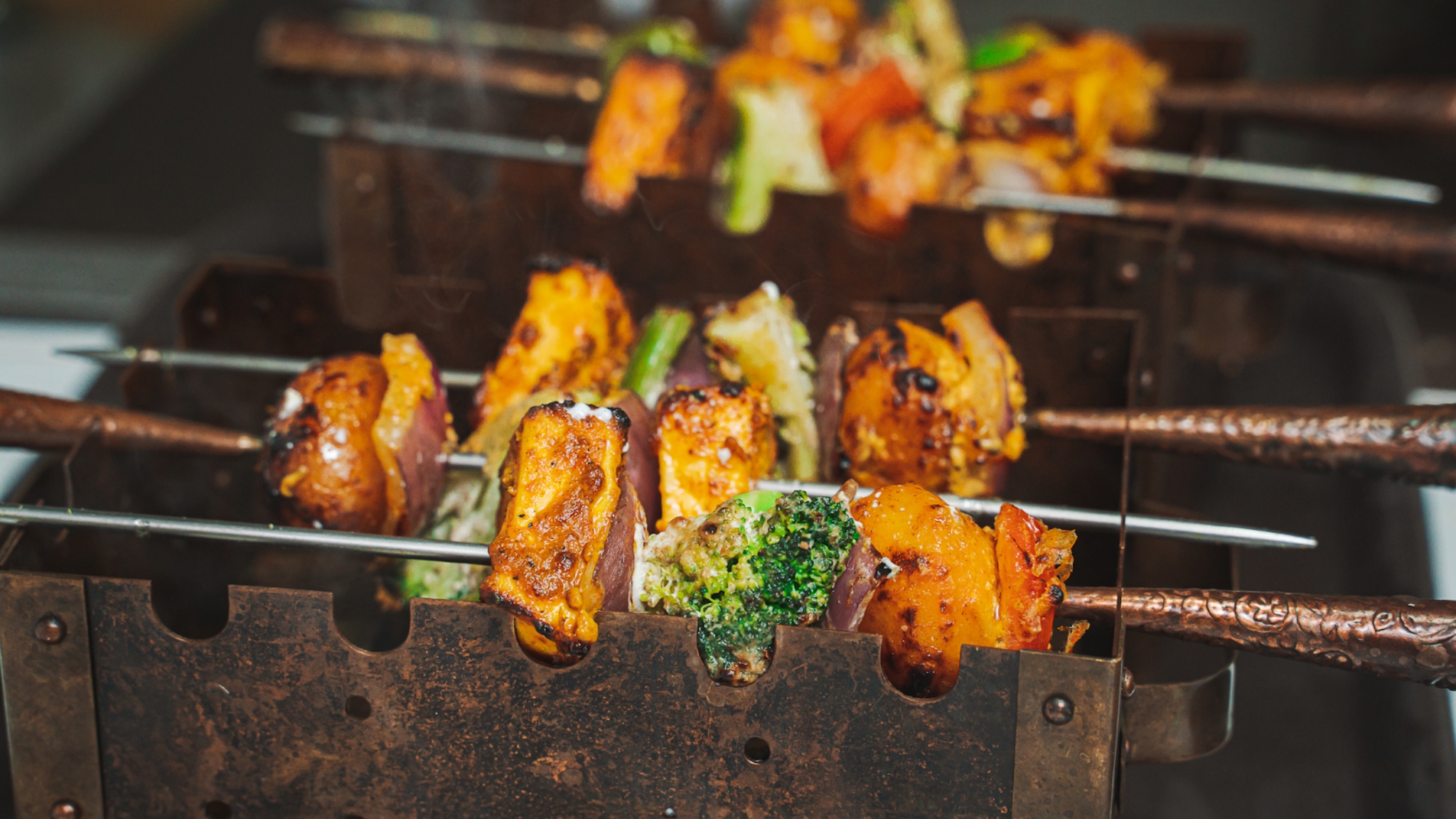 Grilled Skewers Packed With Flavor And Colorful Ingredients