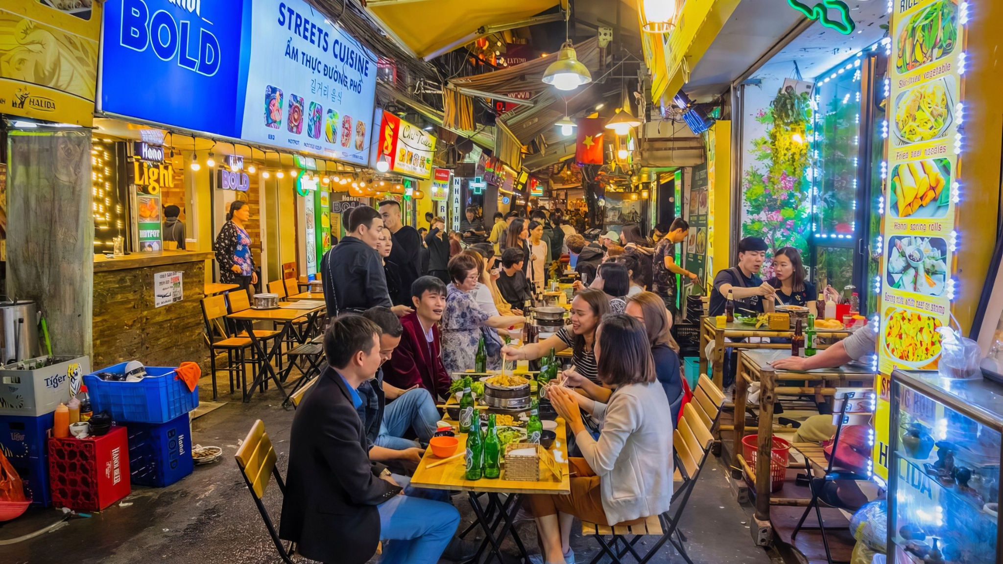 Drink Cold Beer At Crowded Ta Hien Street