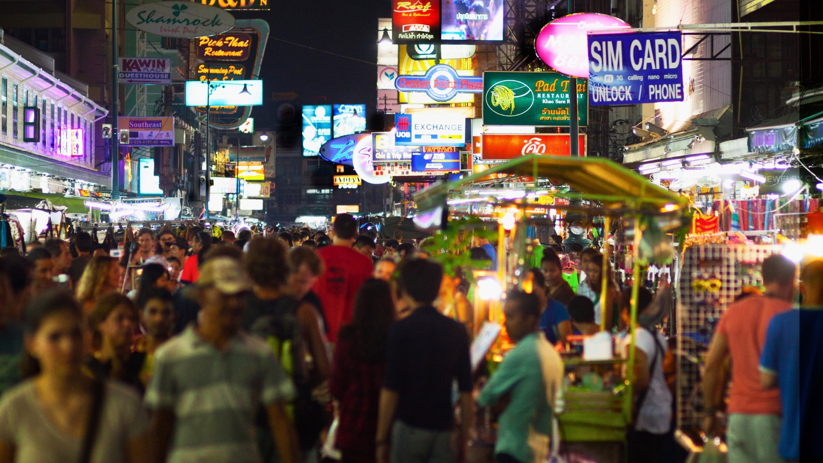 Lively Night Scene At Khao San Road “Never Sleeping” Street