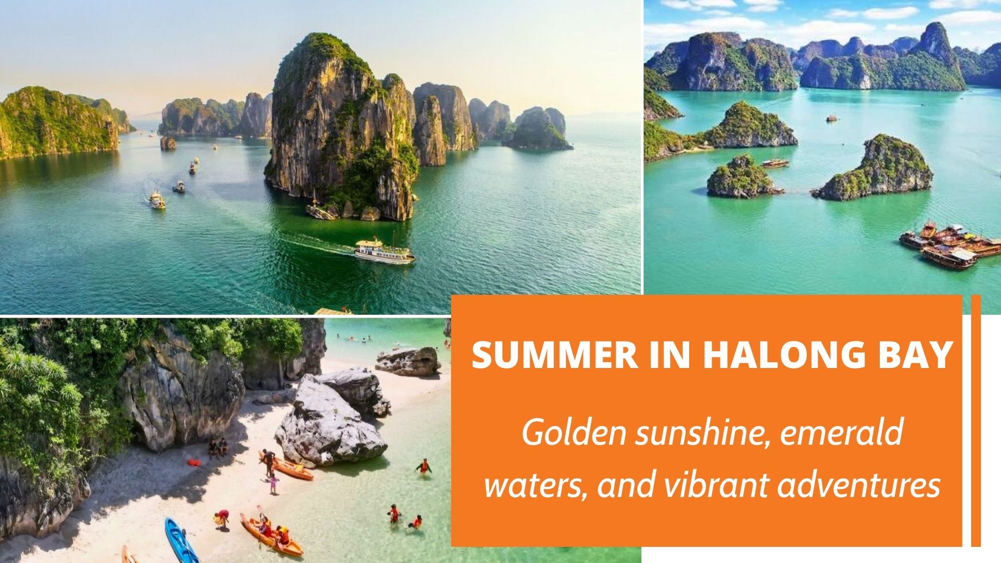 Summer in Halong Bay &ndash; golden sunshine, emerald waters, and vibrant adventures