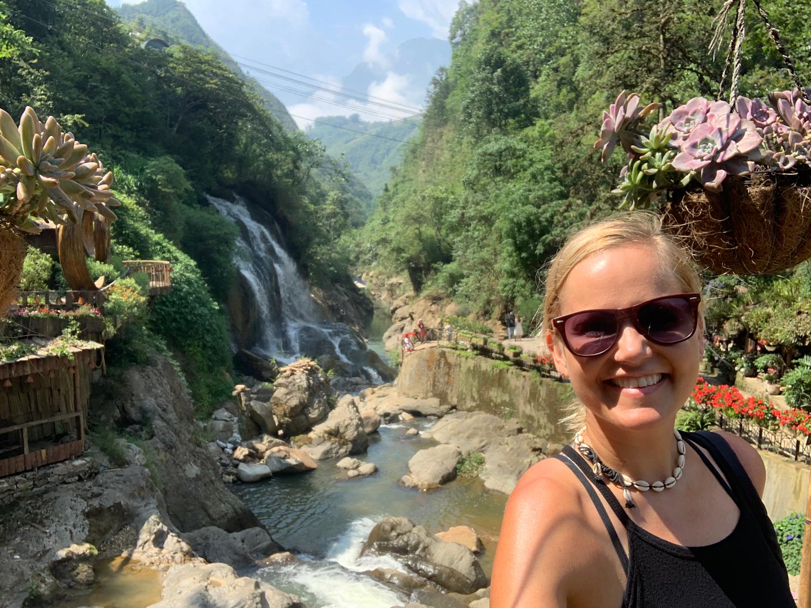 Selfie beside a pure stream