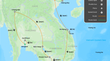 Highlights of Indochina: Vietnam, Cambodia & Thailand 3 weeks Map