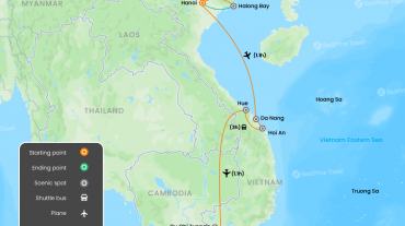 Highlights of Vietnam from North to South 12 days Map