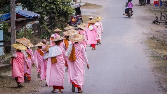Local Nuns Procession Near Hsipaw Town