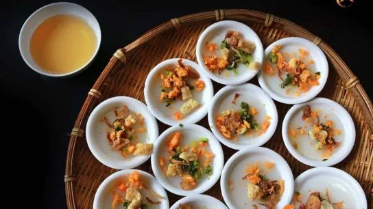 Taste Delicate Banh Beo Hue Topped With Savory Shrimp Flakes And Crispy Shallots