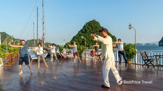 Day 11 Enjoy Halong Bay Beauty While Practicing Tai Chi