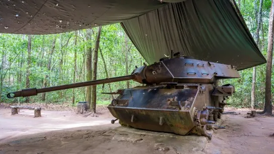 Day 8 A Destroyed American Tank Displayed At Cu Chi Tunnels