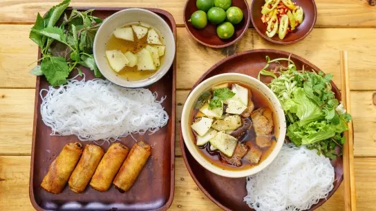Serve Flavorful Bun Cha With Crispy Vietnamese Spring Rolls Together