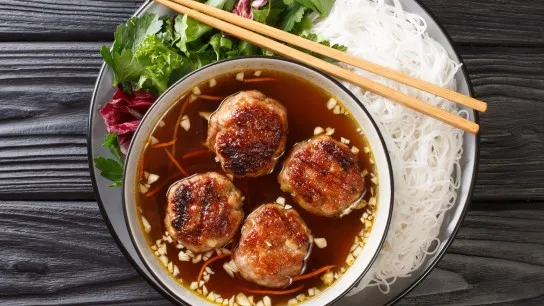 Day 1 Savor Traditional Bun Cha Served With Grilled Pork And Fresh Herbs